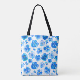 Pansy Blue Blommor Vattenfärgssäck Tygkasse