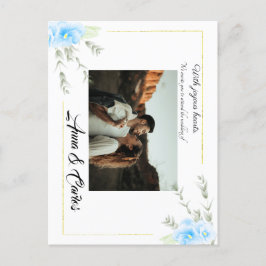 Pansy Blue Elegant blomma bröllop Vykort