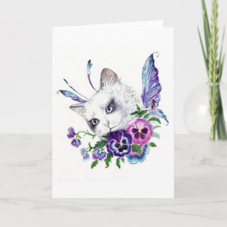 Pansy fairy kattunge hälsningskort kort