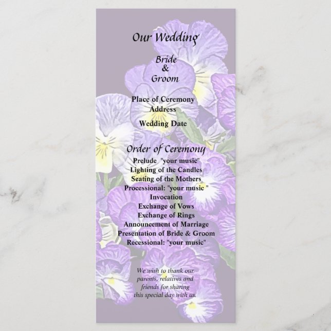 Pansy Family Reunion Program (Framsida)