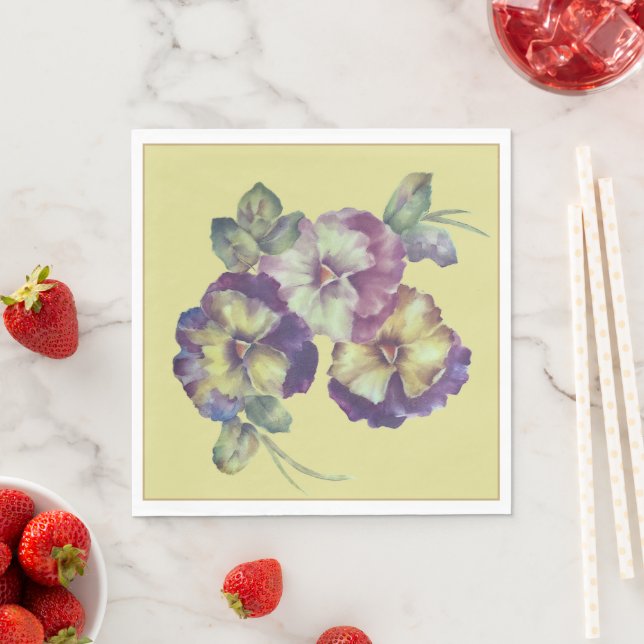 Pansy Floral Paper Napkins | Elegant Garden Table  Pappersservett (Insitu)
