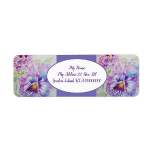Pansy Flower Art Watercolor-Returetiketter Returadress Etikett