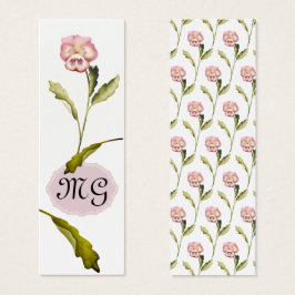 Pansy Flower med Initialer Litet Visitkort