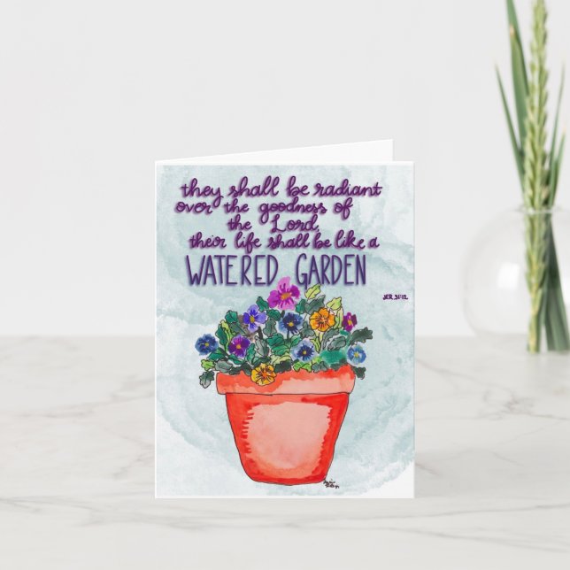 Pansy Flower Pot Unuppmuntrande bibel Verse Kort (Framsida)