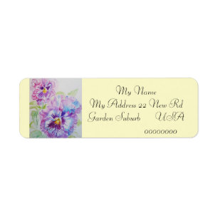 Pansy Flower Watercolor-Returetiketter Returadress Etikett