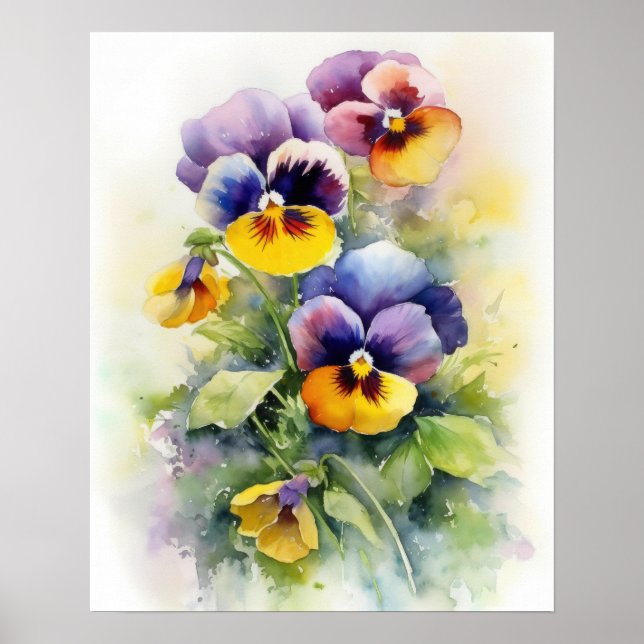 Pansy Flowers Art Print Poster (Framsidan)