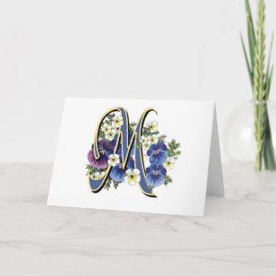 Pansy - första monogram - handmålat - M Anteckningskort