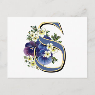 Pansy - första monogram - S Vykort