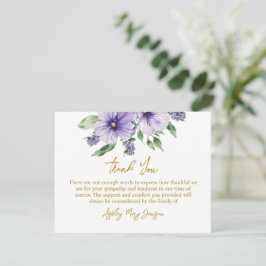 Pansy Funeral Thank You Card Bereavement Tack Kort
