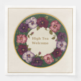 Pansy High Tea Napkins • Ivory & Gold Pappersservett
