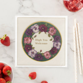 Pansy High Tea Napkins • Ivory & Gold Pappersservett