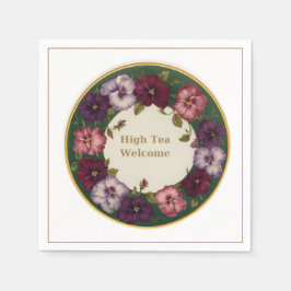 Pansy High Tea Napkins • White & Gold Pappersservett