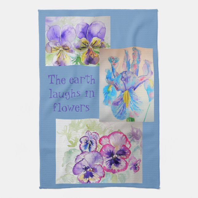 Pansy Iris Viola Flower Flowers Kitchen Tea Towel Kökshandduk (Vertikal)
