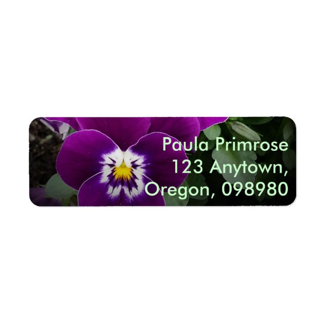 Pansy Lila Garden Returadress Etikett (Framsidan)