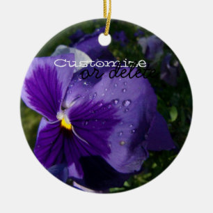 Pansy med vattenliten droppe; Anpassade Julgransprydnad Keramik