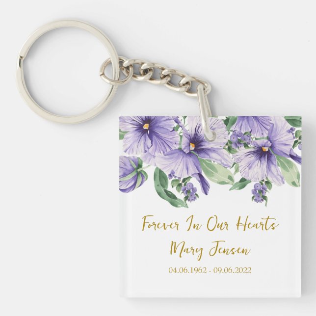 Pansy Memorial Funeral Photo Keychain (Framsidan)