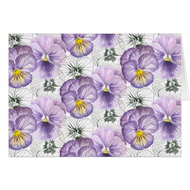 Pansy mönster hälsningskort (Framsidan Horizontal)