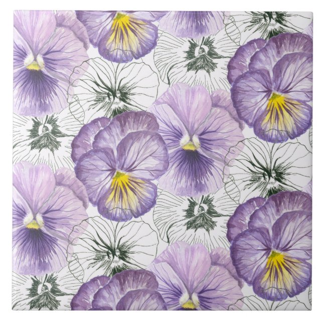Pansy mönster kakelplatta (Framsidan)