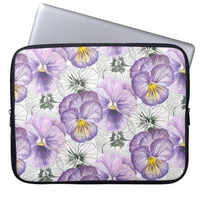 Pansy mönster laptop sleeve (Framsidan)