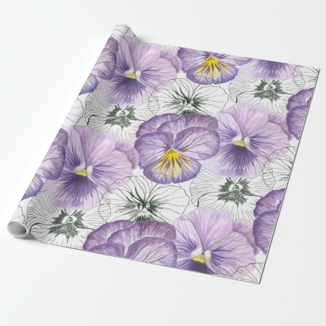 Pansy mönster presentpapper (Utrullad)