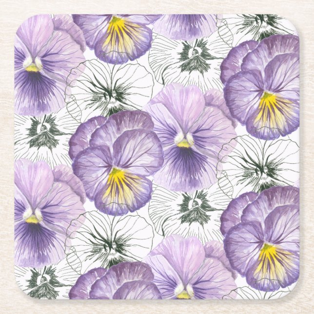 Pansy mönster underlägg papper kvadrat (Framsidan)