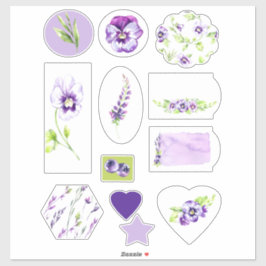 Pansy och Blueberry Scrapbook Watercolor Klistermärken