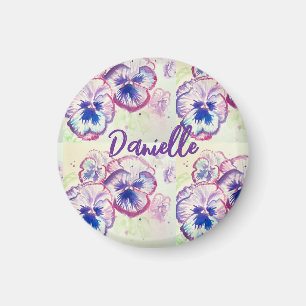 Pansy Pansies Lila Flower Blommigt Rosa Magnet