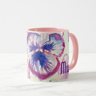 Pansy Pansies Lila Flower Blommigt Rosa Mor Mugg