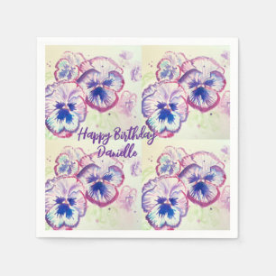 Pansy Pansies Lila Flower Blommigt Rosa Pappersservett