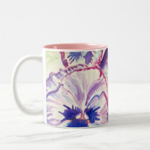 Pansy Pansies Lila Flower Blommigt Rosa Två-Tonad Mugg