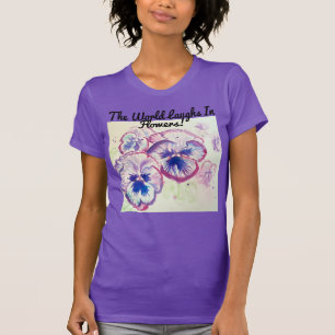 Pansy Pansies Lila Watercolor Flower Blommigt Rosa T Shirt
