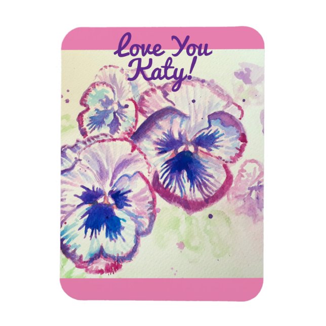 Pansy Pansies Purple Flower Floral Pink Magnet (Vertikal)