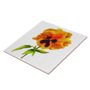 "Pansy Party" på en keramisk platta (II) Kakelplatta