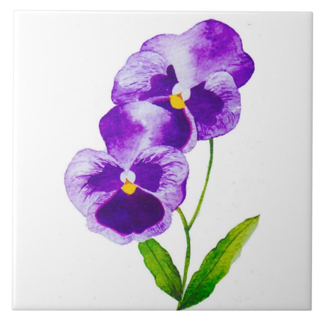 "Pansy Party" på en keramisk platta (III) Kakelplatta (Framsidan)