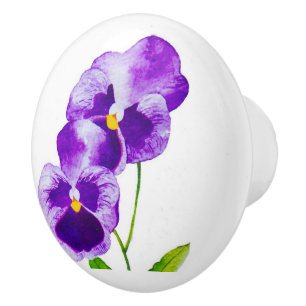 "Pansy Party" på keramiskt knopp (II)