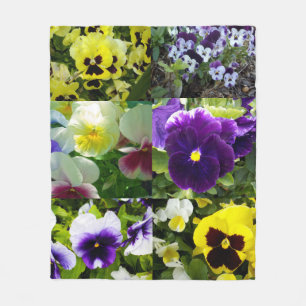 Pansy Photo Collage: Kaleidoscope of Blommigt Beau Fleecefilt