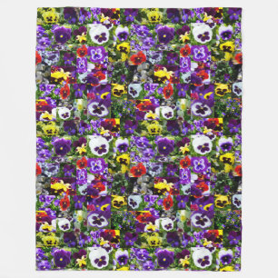 Pansy Photo Collage: Kaleidoscope of Blommigt Beau Fleecefilt