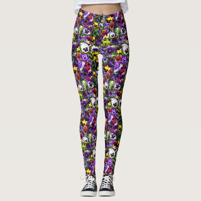 Pansy Photo Collage: Kaleidoscope of Blommigt Beau Leggings (Framsida)