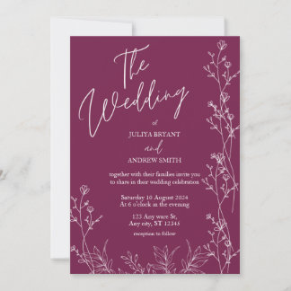 Pansy Purple floral wedding Invitation Inbjudningar