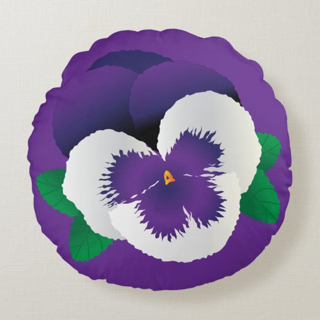 Pansy Round Pillow Rund Kudde (Framsidan)
