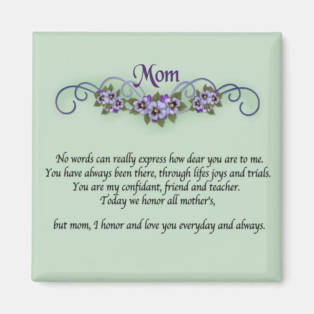 Pansy Scrolls Mors dag Magnet (Framsidan)