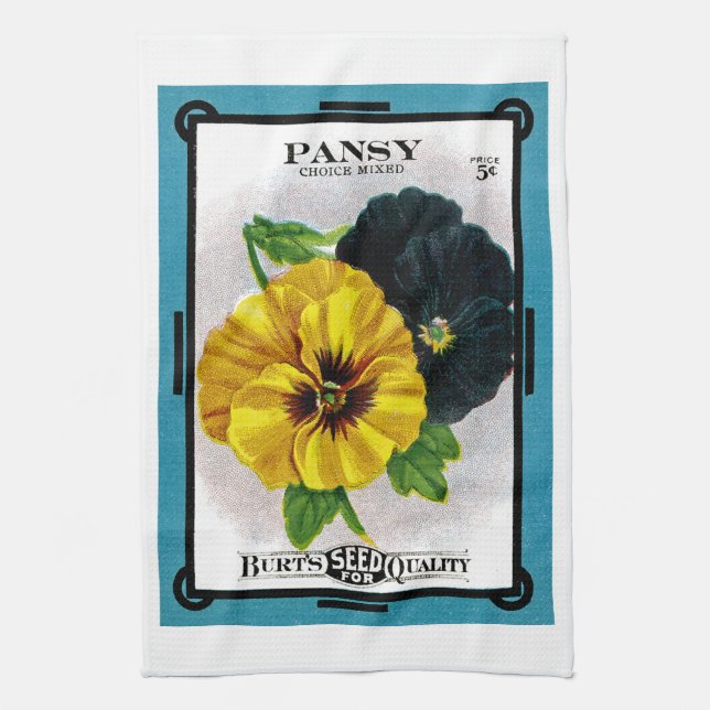 Pansy Seed Packet Label Kökshandduk (Vertikal)