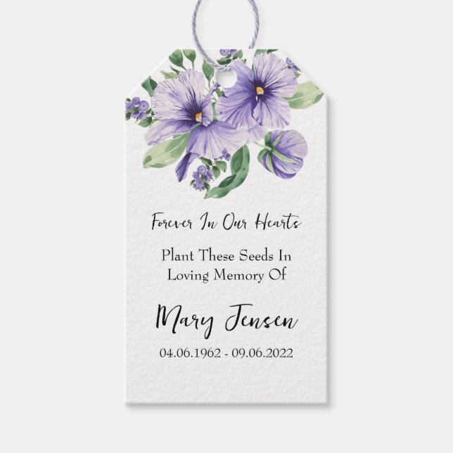 Pansy Seed Packet Memorial Funeral Gift Märkres Presentetikett (Framsidan)