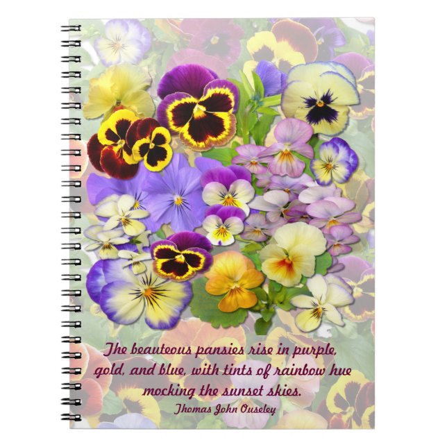 Pansy Spray # 2 ~ Note Bok med offert Anteckningsbok Med Spiral (Framsidan)