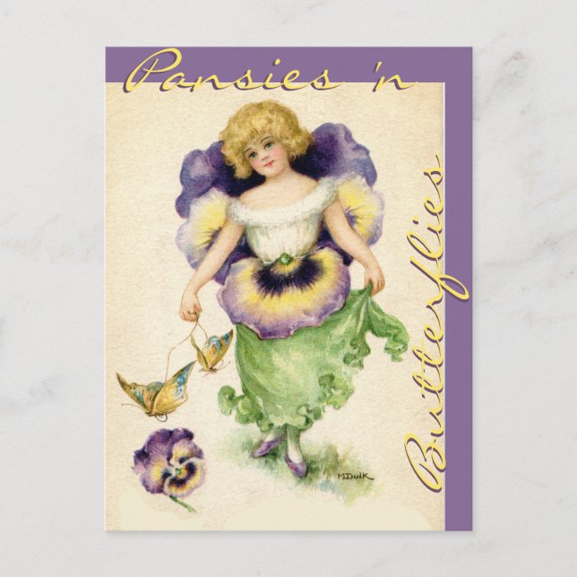 "PANSY VINGAR 'N LETTUCE SKIRT" VYKORT (Framsida)