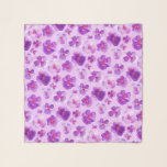 Pansy viola lila vattenfärgsart mönster sjal<br><div class="desc">Pansy/violblomhuvudena i vår lila,  gult och röda toner. Sarah Trett färgade vattenfärgsmålning och design med originalfärg för www.mylittleeden.com</div>