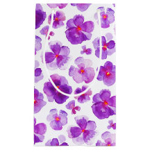 Pansy viola lila vit vattenfärgsartikel presentsäc