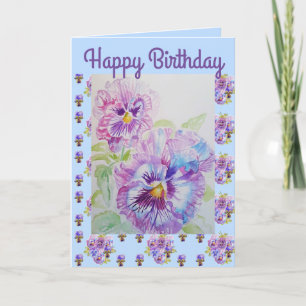 Pansy Viola violas Violet blommigt lila Watercolor Kort