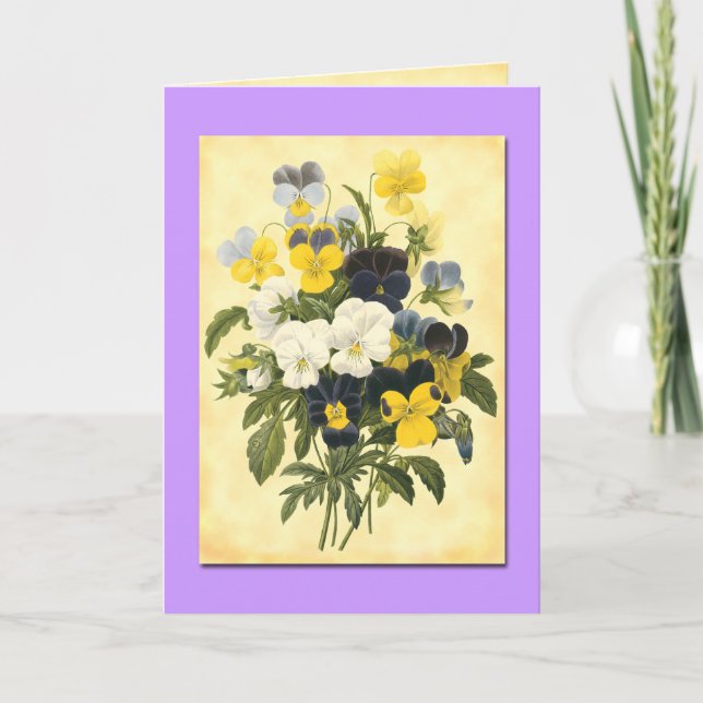 Pansy Violets Blank Botanical Art Cards Kort (Framsida)
