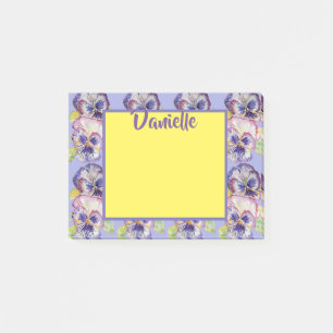 Pansy Watercolor Art Womans Namn Post it Notes Post-it Block